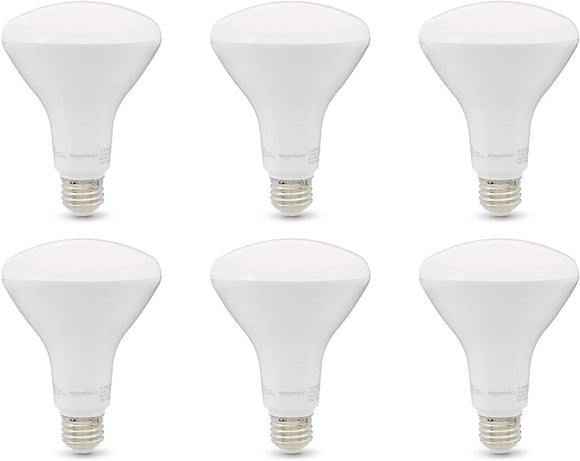 Amazon Basics (OVERSTOCK) 65W Equivalent LED LIGHT BULBS, Soft White, Dimmable, 10,000 Hour Lifetime, BR30 LED Light Bulb, Lighting & Ceiling Fans | 6-Pack - BRAND NEW