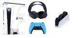 SONY PlayStation 5 (PS5) - Gaming Console - Disc Console Bundle with Starlight Blue controller, Sony PlayStation 5 Pulse Wireless headset and Dual PS5 Controller Charger - Brand New