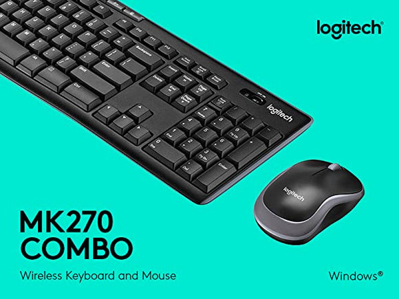 Logitech MK270 Wireless Keyboard and Mouse Combo (Brand New) for Windows & MacOS - English - Black (MK270) - (Brand New in Brown Box)