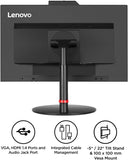Lenovo ThinkVision T22v-10 21.5" Full HD IPS (1920 x 1080P) 60 Hz (Borderless/Frameless) - HDMI, VGA, DP ports, USB3.0, fully functional stand with Camera, Speaker & Mic | OPEN-BOX - 60 DAYS WARRANTY