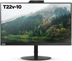 Lenovo ThinkVision T22v-10 21.5 inch LED lit Monitor FHD (1080p), IPS Edgeless HDMI, VGA, DisplayPort  - (Borderless) Monitor With Speaker and Camera | 16:9 - Black - 22-inch Class  | Open-Box - 90 Days Warranty