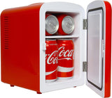 Coca-Cola Classic Red Portable 6 Can KOOLATRON CLASSIC Portable 6-CAN THERMOELECTRIC MINI FRIDGE COOLER / WARMER, - RED 4 L/4.2 Quarts Capacity, 12V DC/110V AC for home, dorm, car, boat, beverages, snacks, skincare, cosmetics, medication