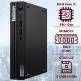 Lenovo ThinkCentre M70q Gen 5 Tiny Desktop | Intel Core i5-14400T (14th Gen) | 16GB DDR5 | 512GB PCIe 4.0 NVMe SSD | HDMI, RJ-45 LAN | Wi-Fi 6E | Windows 11 Pro, Grade A (Certified Refurbished), Warranty Lenovo