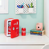 Coca-Cola Classic Red Portable 6 Can KOOLATRON CLASSIC Portable 6-CAN THERMOELECTRIC MINI FRIDGE COOLER, - RED 4 L/4.2 Quarts Capacity, 12V DC/110V AC for home, dorm, car, boat, beverages, snacks, skincare, cosmetics, medication