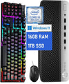 HP ProDesk 600 G4 Desktop Computer (SFF), Intel i5-8500 (8th Gen), 16GB RAM, 1TB PCIe SSD, 2x DisplayPort, USB-C, USB Gaming Keyboard USB Mouse & WiFi/Bluetooth, Intel UHD 630, Windows 11 Pro, Refurbished, Warranty