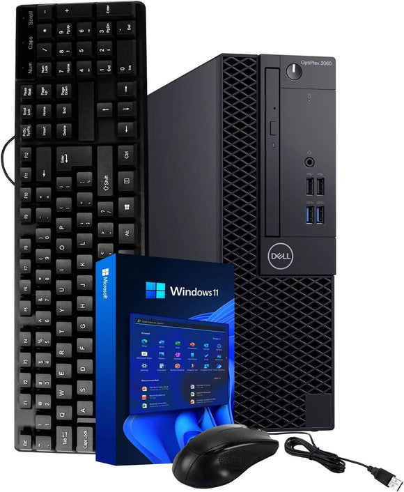 Refurbished Dell OptiPlex 3060 Desktop Computer PC (SFF) - Small Form Factor ;Intel Core i5-8500 Hexa Core 8th Gen up to 4.10 GHz, 16GB DDR4 RAM, 512GB SSD , Intel UHD 630 Graphics, 10/1000 Network (RJ-45), USB Wired Keyboard & Mouse Combo, USB Wireless Adapter, Windows 11 Pro, Grade A Refurbished, 1 Year Warranty