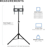 VIVO TRIPOD FLAT SCREEN TV DISPLAY FLOOR STAND (MODEL: STAND-TV55T) - PORTABLE HEIGHT ADJUSTABLE MOUNT - 32'' - 55'' - BLACK (MODEL: STAND-TV55T) - (Open-Box)