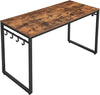 VASAGLE Computer Writing Desk, 55 Inch Office Study Table, Work from Home, with 8 Hooks, Metal Frame, Industrial, 55.1