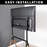 VIVO ARTISTIC TV STAND EASEL STYLE FOR 49-70" LED LCD SCREENS ADJUSTABLE DISPLAY WITH 4 LEGS - BLACK/WOOD -  Adjustable TV Mount with 4 Legs up to 88 lbs  (MODEL: STAND-TV70A) - (Open-Box)