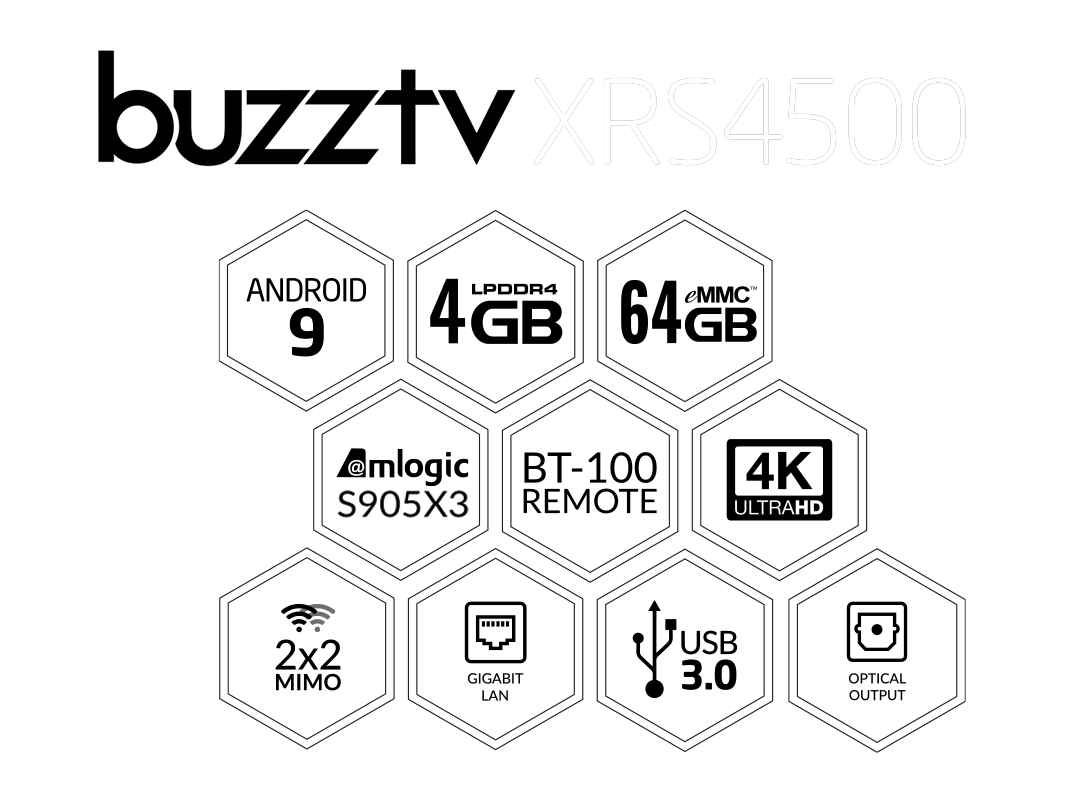 BuzzTV XRS4500 - Android 9.0 IPTV Set-Top Box online 4K Ultra HD